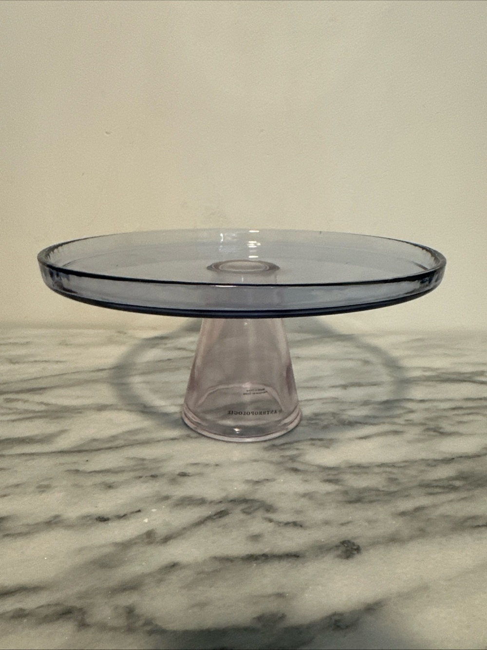Anthropologie Ramona Glass Cake Stand Pedestal in Light Purple/pink